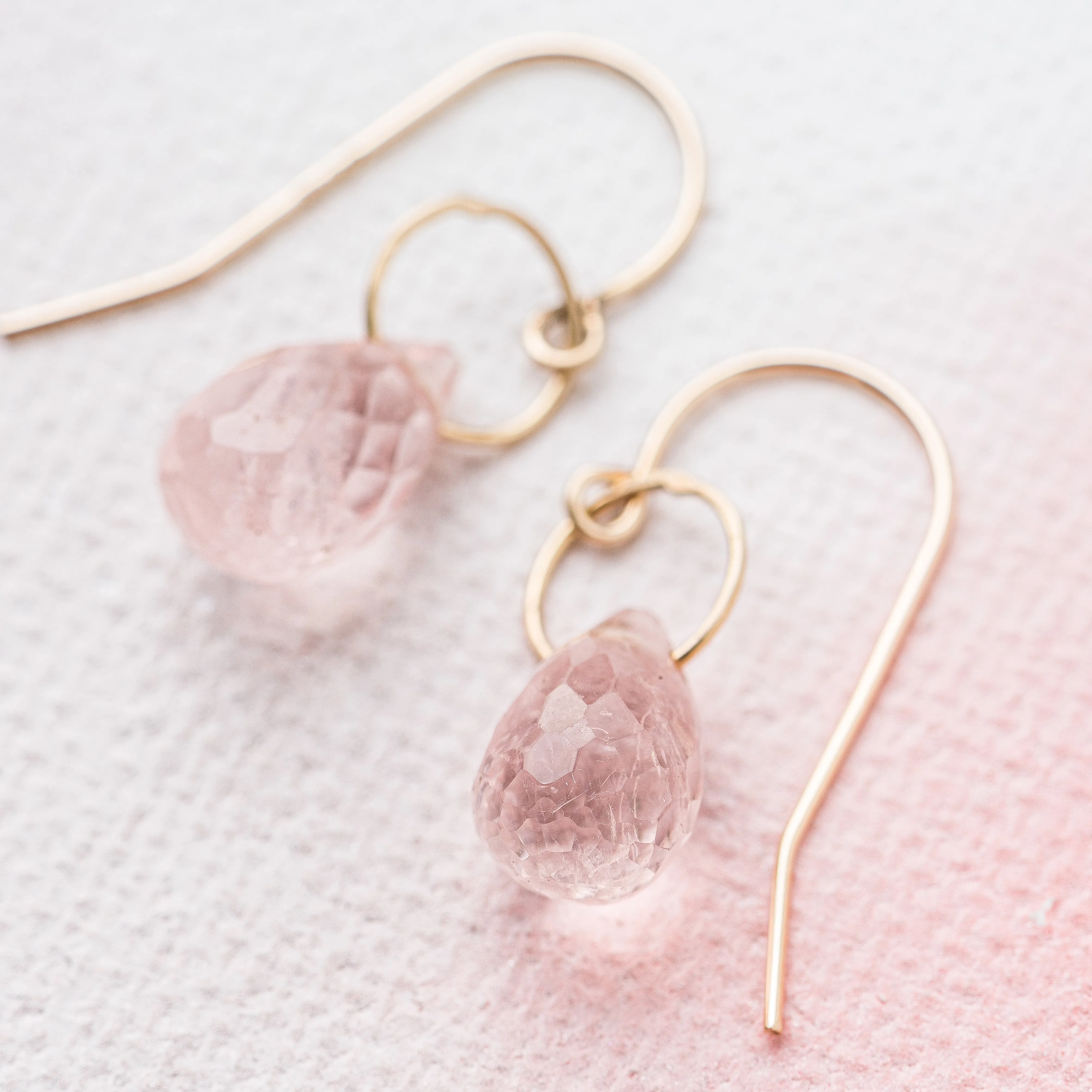 Morganite Drop Earrings in 14k Gold