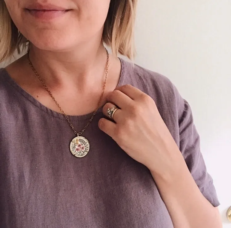 Moth Watercolor Hand Painted Necklace, Original Art Pendant, Special Gifts for Her