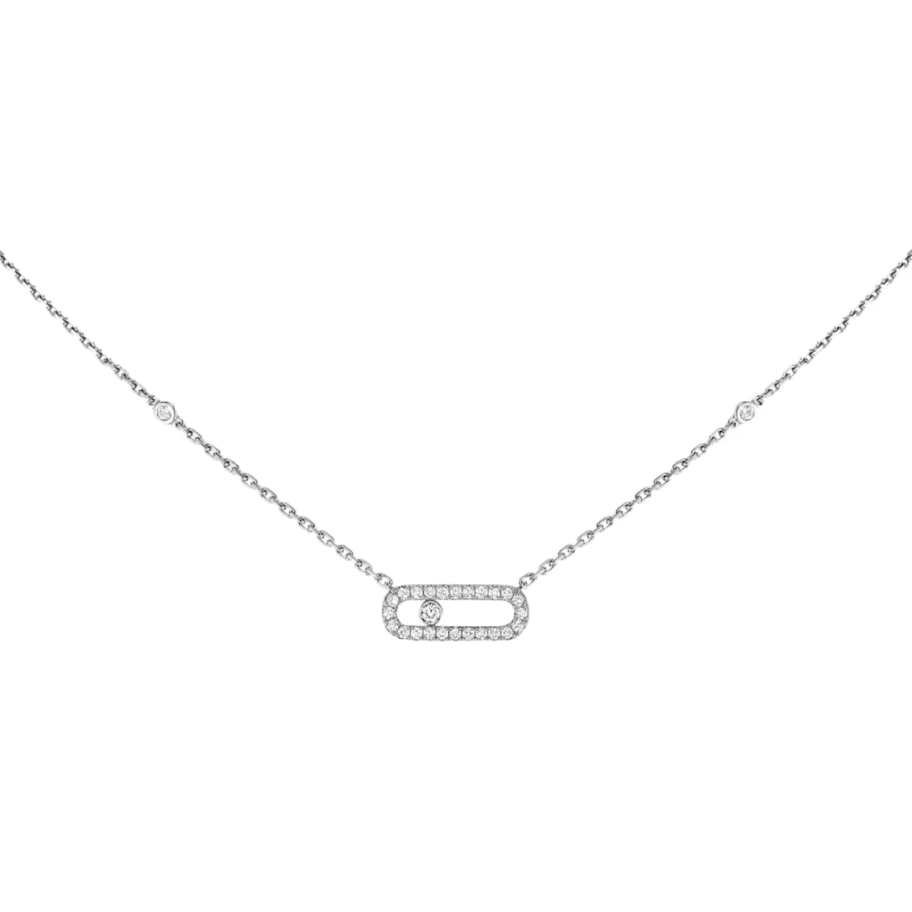 Move Uno 18K White Gold Pavé Diamond Necklace