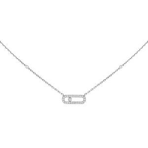 Move Uno 18K White Gold Pavé Diamond Necklace