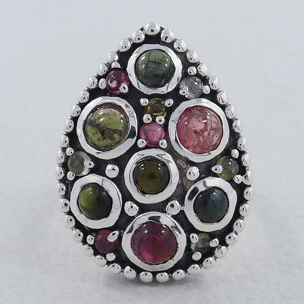 Multi Tourmaline Ring in Sterling Silver