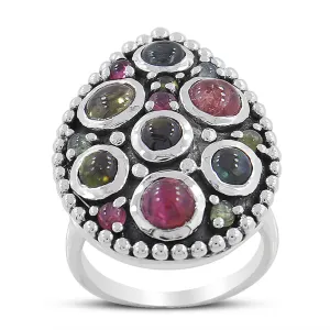 Multi Tourmaline Ring in Sterling Silver