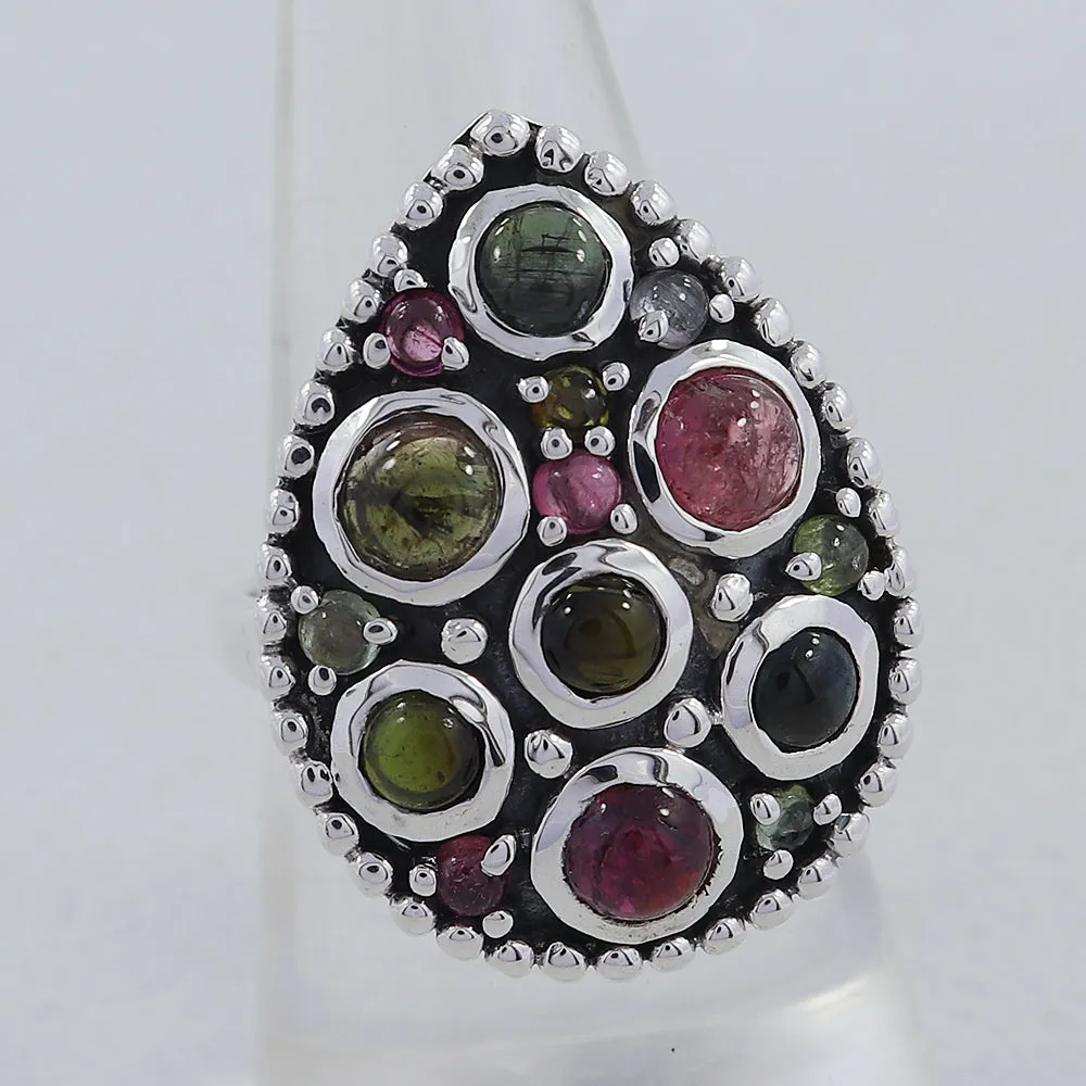 Multi Tourmaline Ring in Sterling Silver