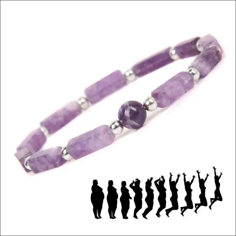 Natural amethyst weight loss bracelet set - body-purify healing stone jewelry for men and women