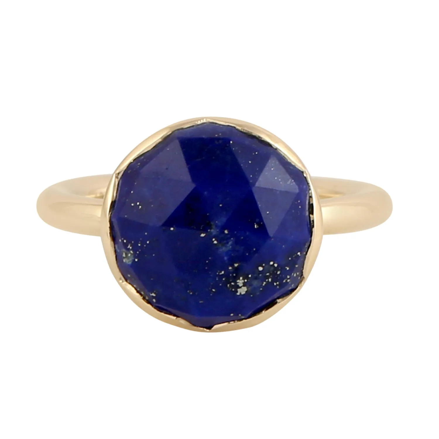 Natural Lapis Lazuli Statement Designer Ring In Solid 18k Yellow Gold