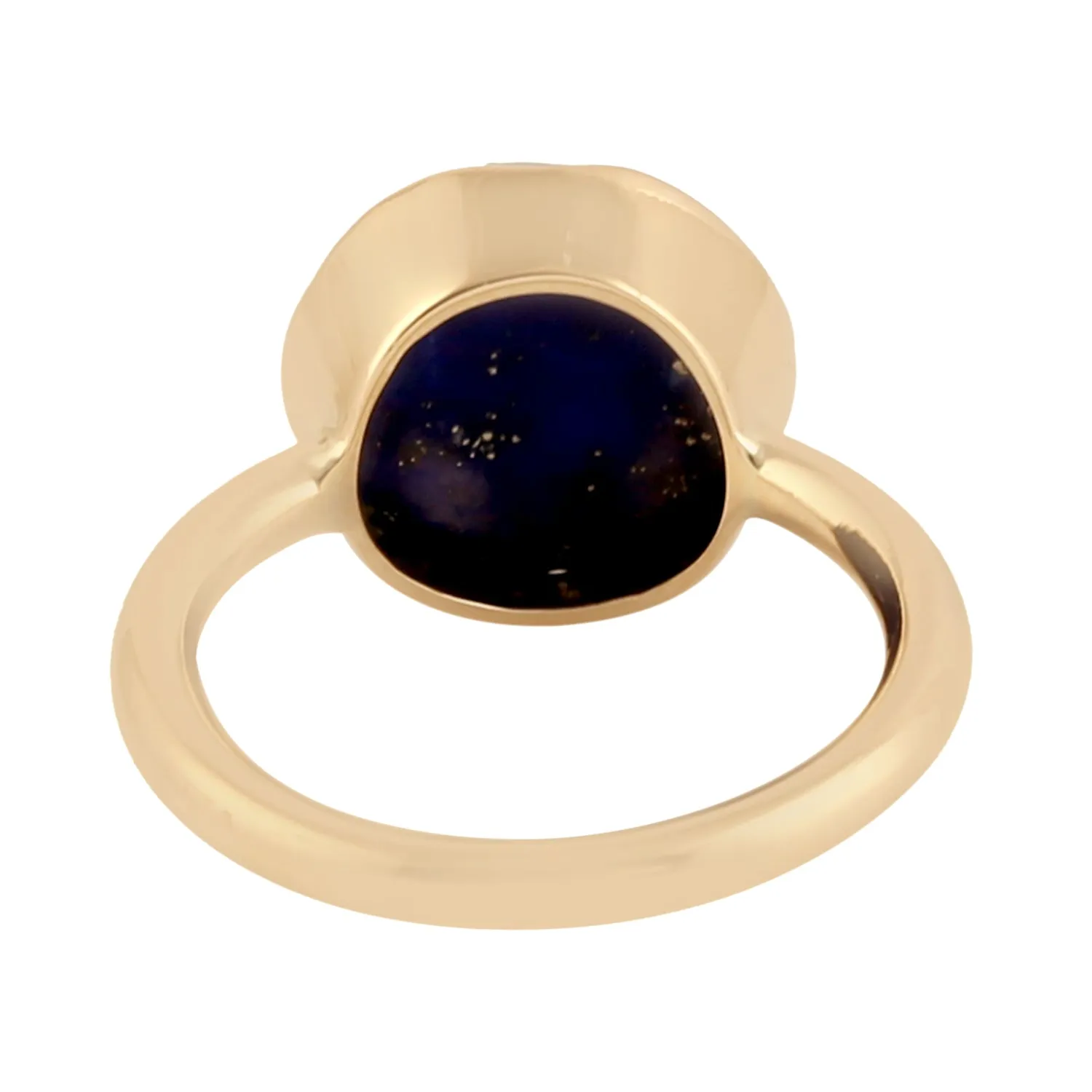 Natural Lapis Lazuli Statement Designer Ring In Solid 18k Yellow Gold