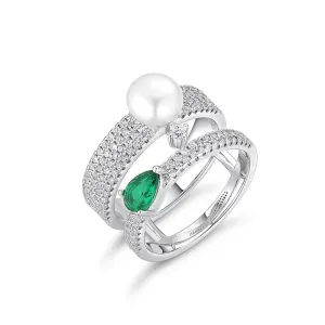 Natural Pearl Green Ring Freshwater For Women Wedding Jewelry