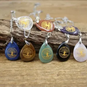 Natural Stone Jewels®  - Healing crystal tree of life necklaces natural stone for man and women