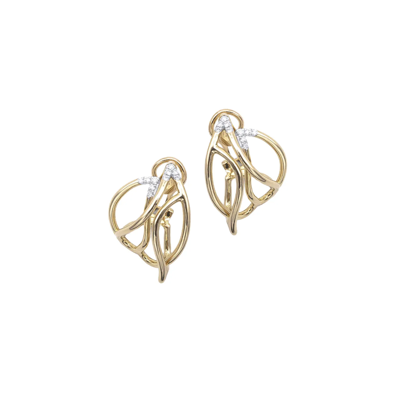 Navettes 18K Yellow Gold Diamond Earrings