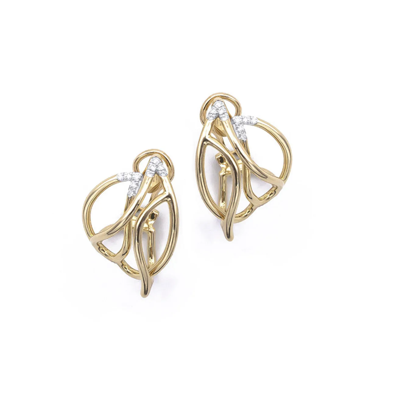 Navettes 18K Yellow Gold Diamond Earrings
