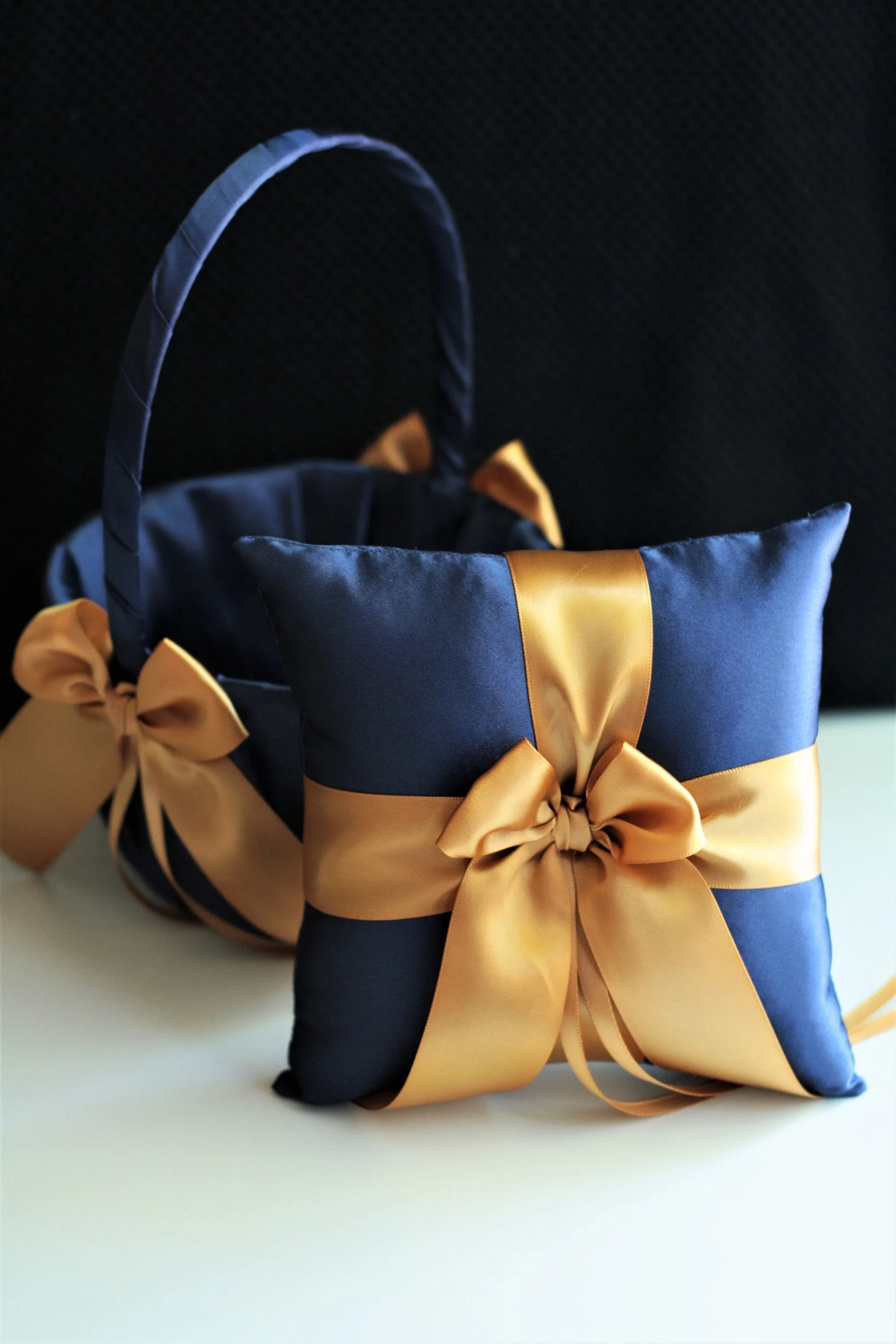 Navy Ring Holder Navy Ring Bearer Pillow Gold Wedding Pillow Gold Ring Holder Navy Ring Pillow Wedding Ring Pillow for Rings Wedding Bearer