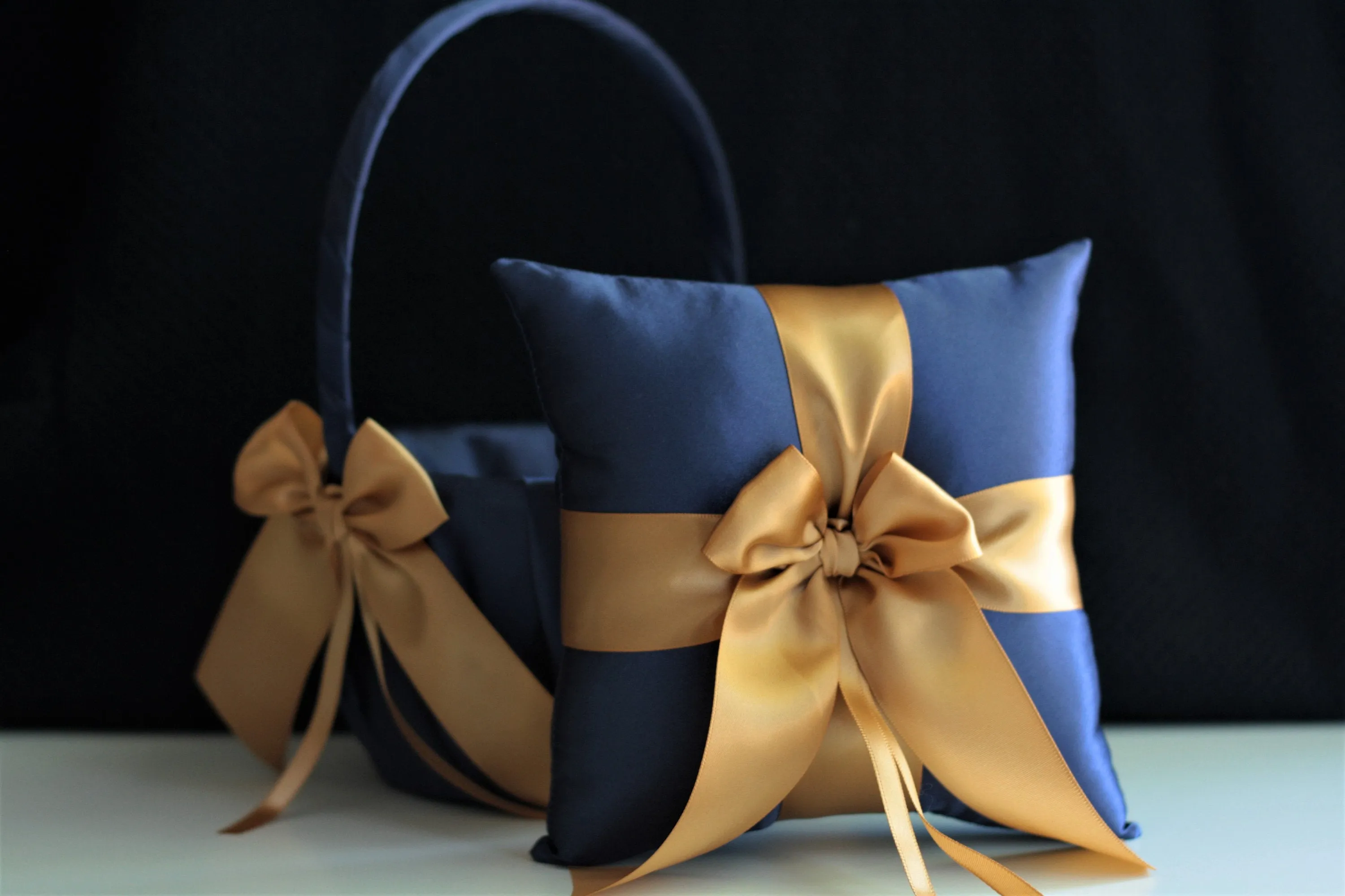 Navy Ring Holder Navy Ring Bearer Pillow Gold Wedding Pillow Gold Ring Holder Navy Ring Pillow Wedding Ring Pillow for Rings Wedding Bearer