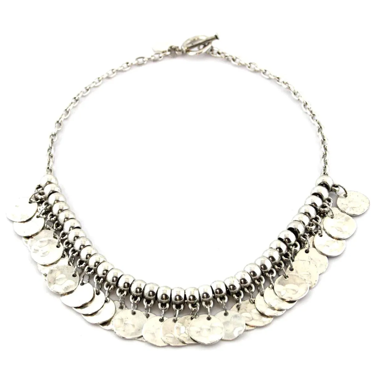 Necklace, Hammered Silver Discs