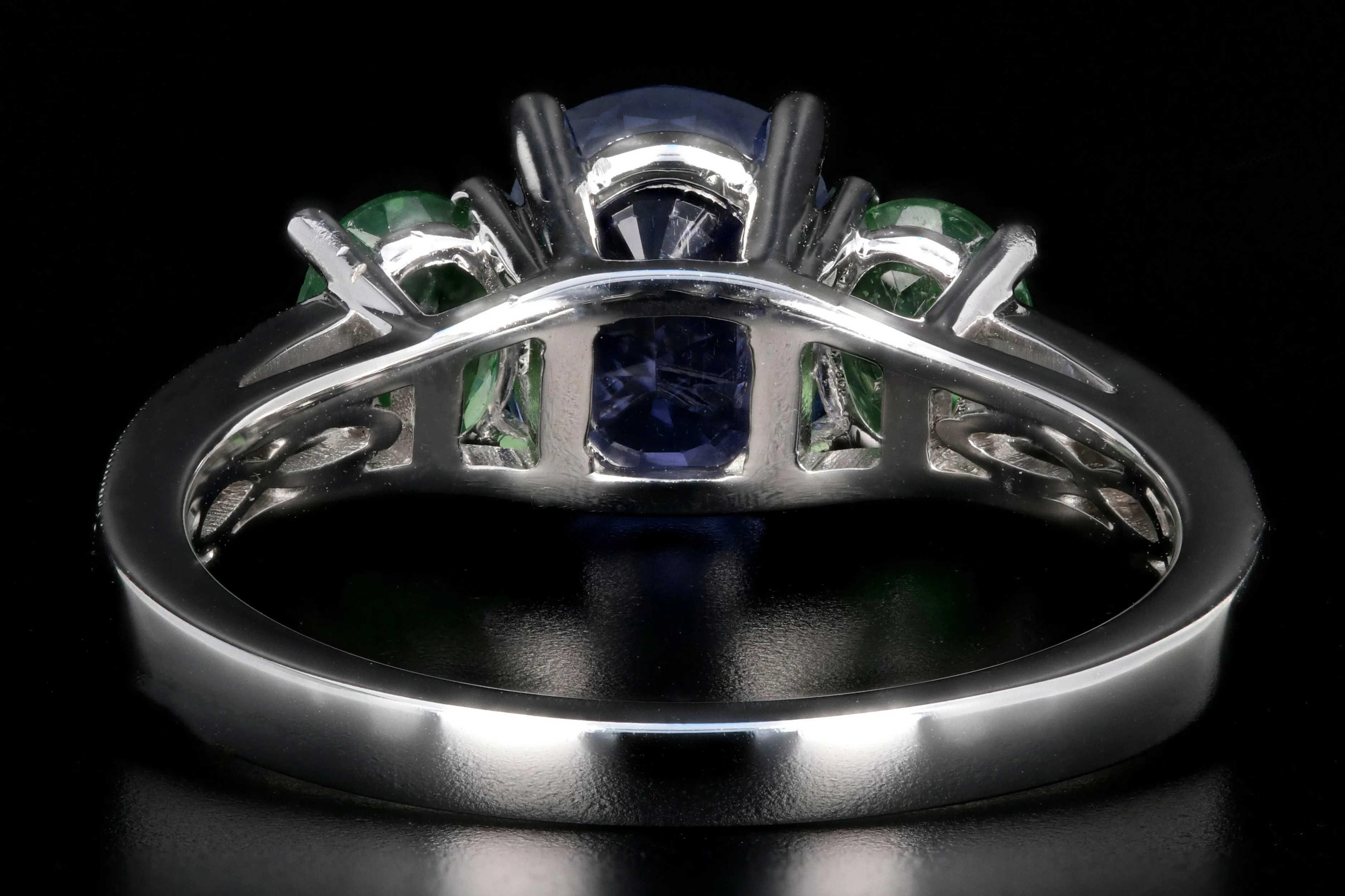 New 14K White Gold Heat Treated Purple Sapphire and Tsavorite Garnet AND Diamond Ring