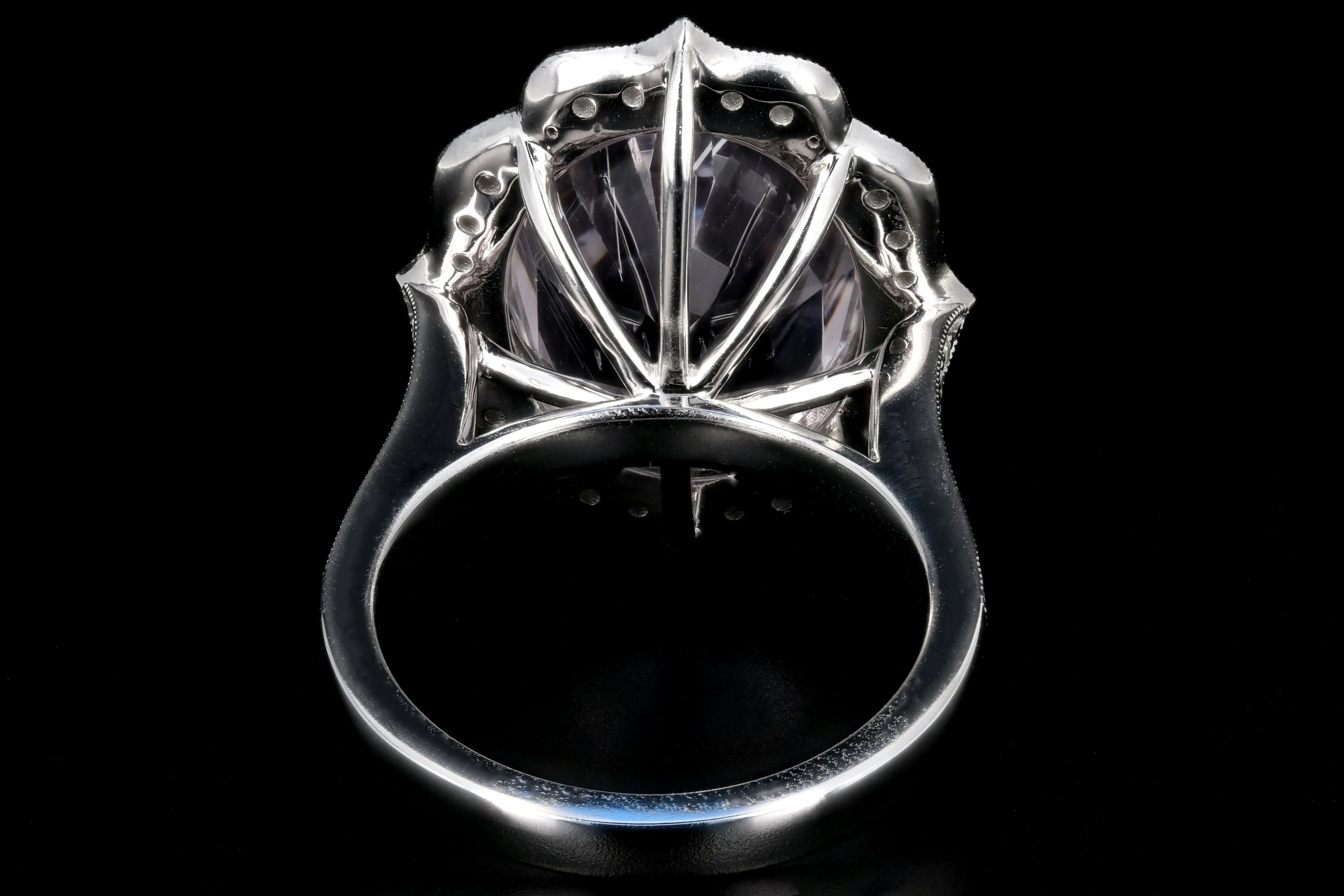 New 14K White Gold Kunzite and Diamond Statement Ring