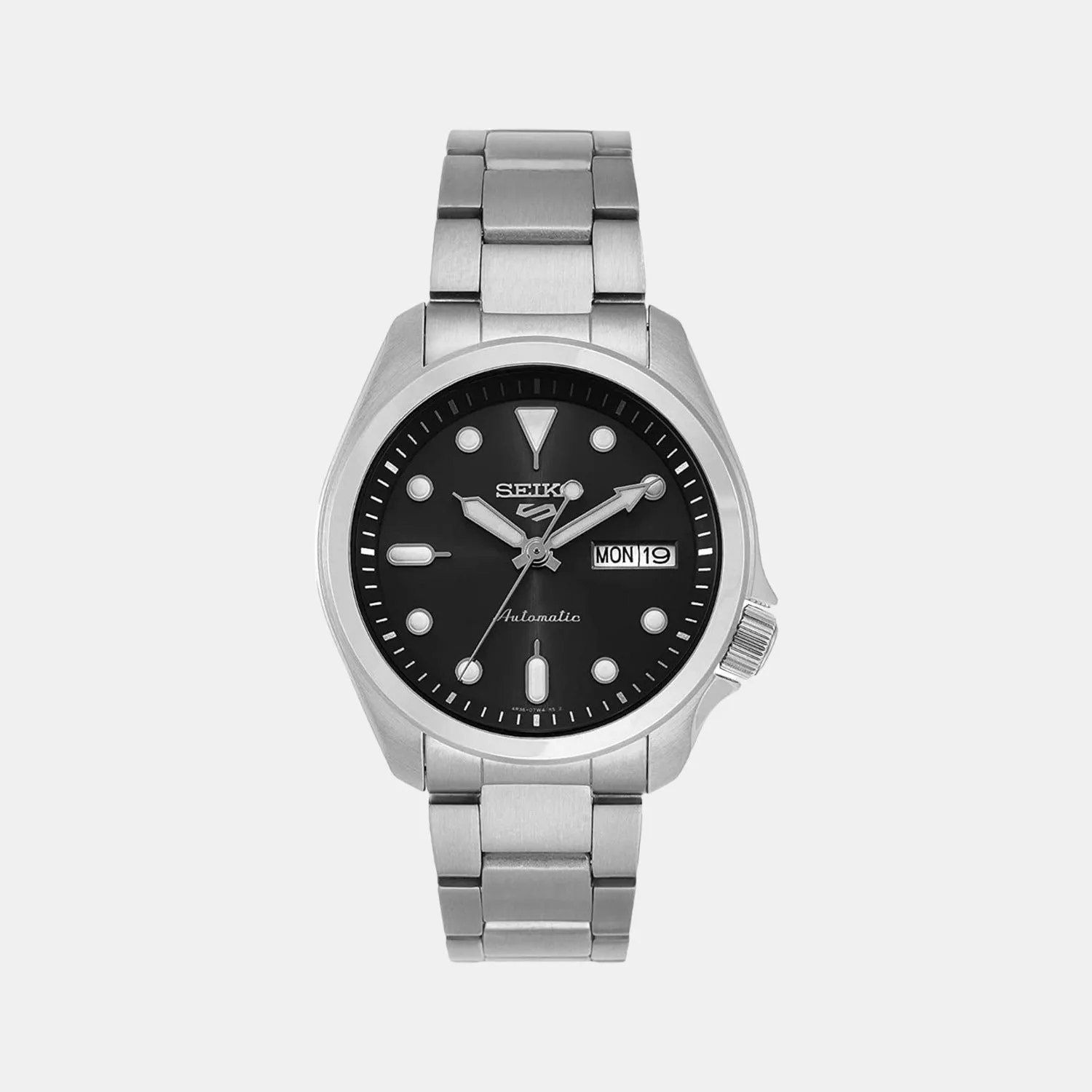 New 5 Sports Men Automatic Black Dial Analog Stainless Steel Watch SRPE55K1