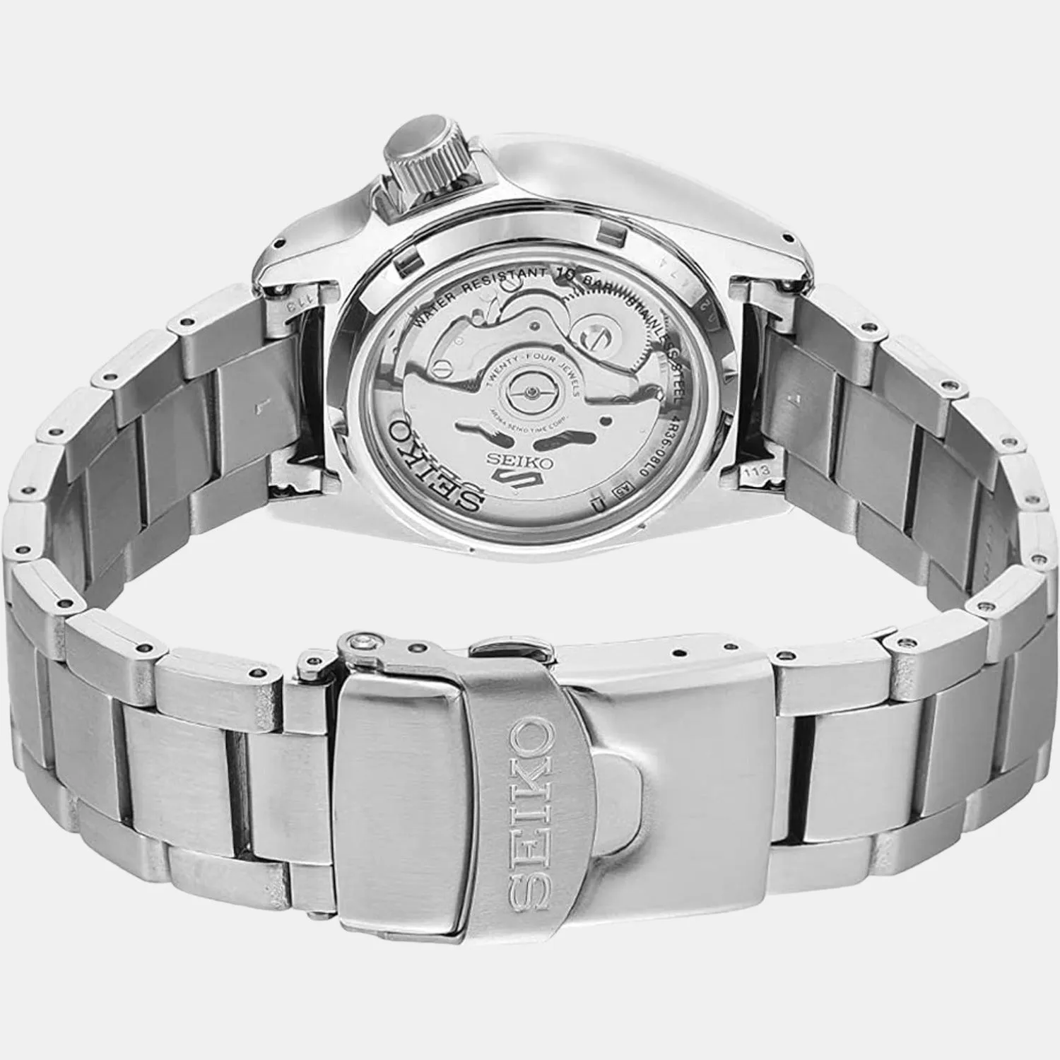 New 5 Sports Men Automatic Black Dial Analog Stainless Steel Watch SRPE55K1