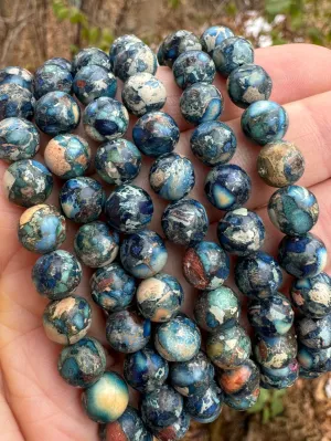 NEW! Blue Earth Jasper Bead Bracelet | Minnesota Charm | 8mm | Gemstone | Womens