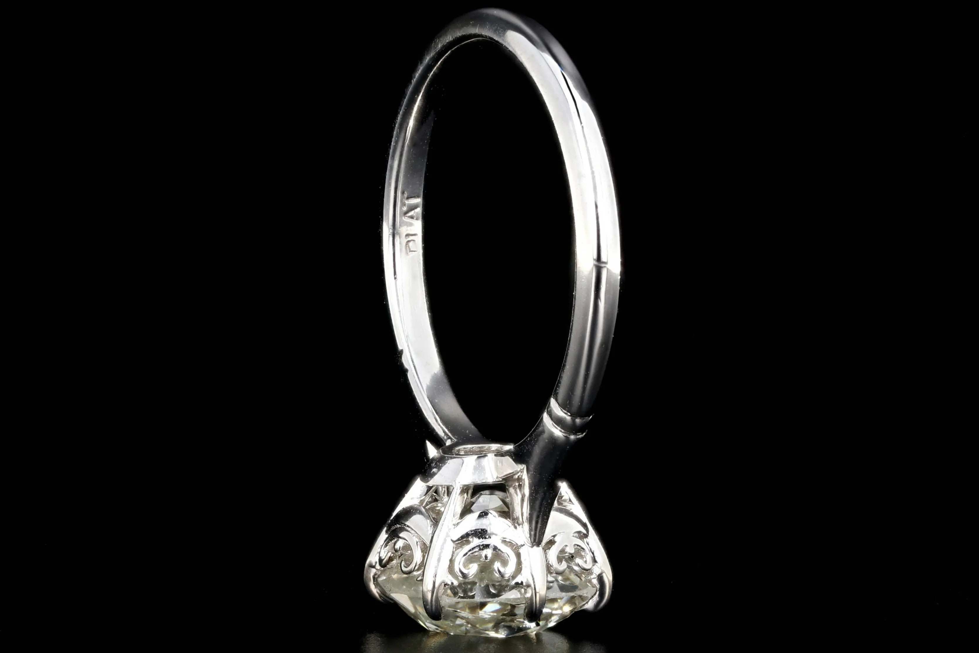 New Platinum 3.14 Carat Old Mine Cut Diamond Engagement Ring