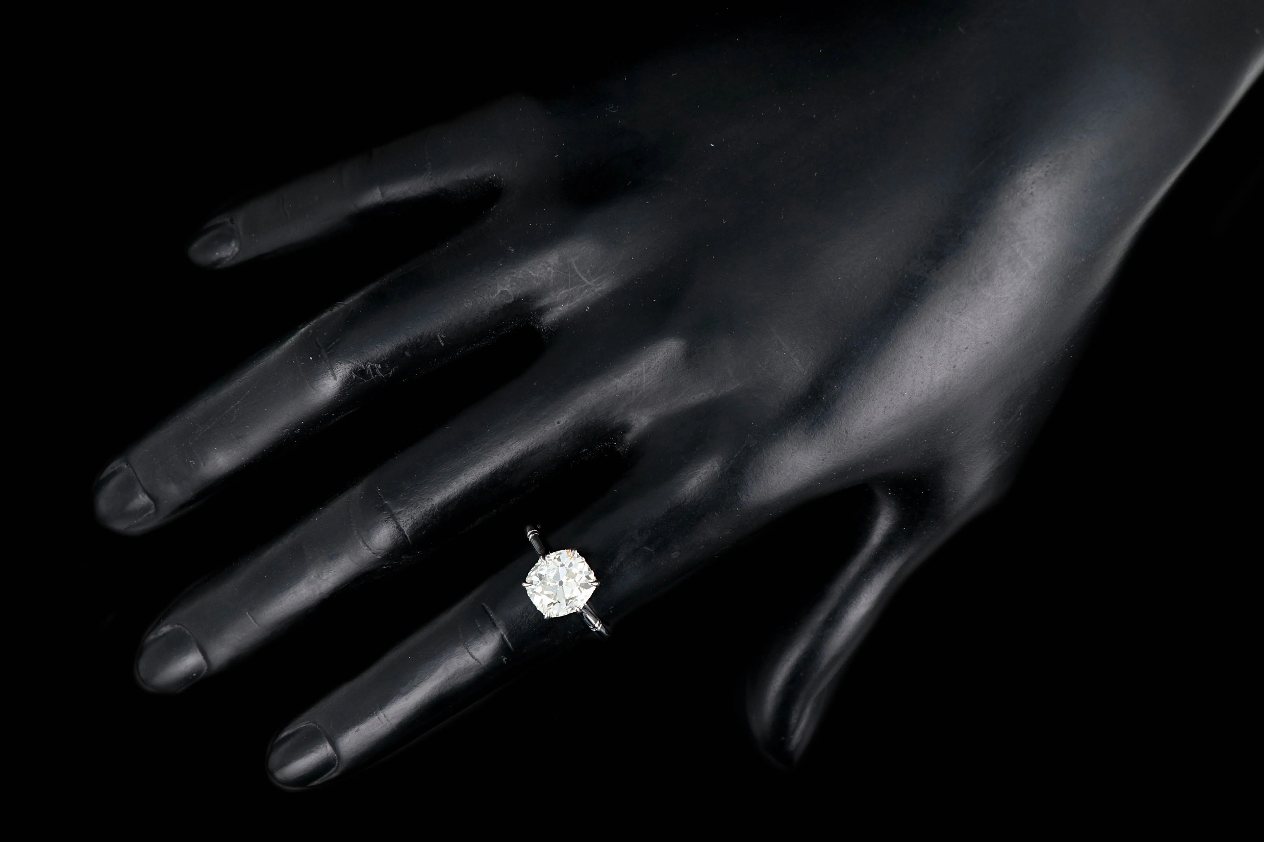 New Platinum 3.14 Carat Old Mine Cut Diamond Engagement Ring