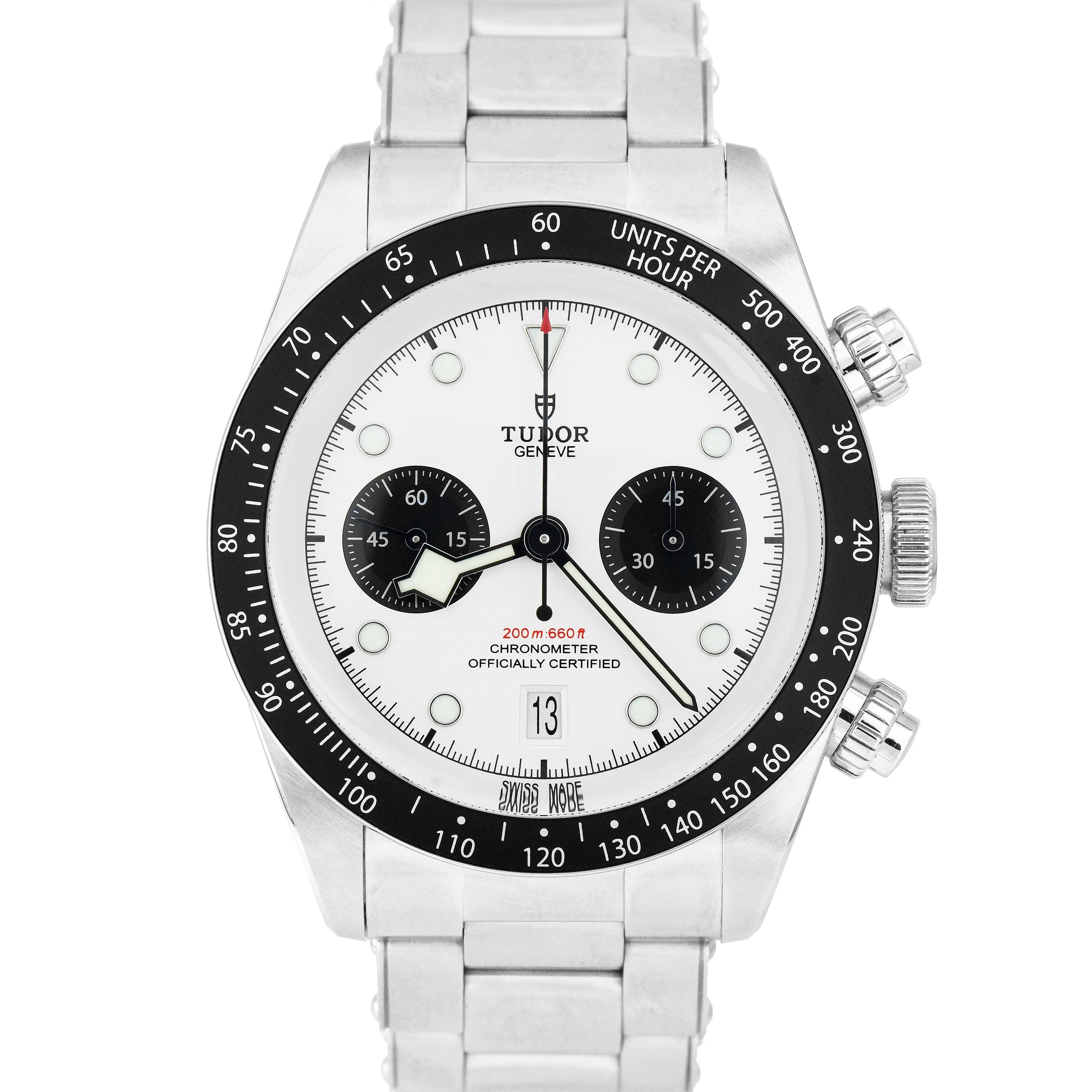 NEW STICKERED MAY 2021 Tudor Black Bay Chrono PANDA 41mm White Watch 79360 B P