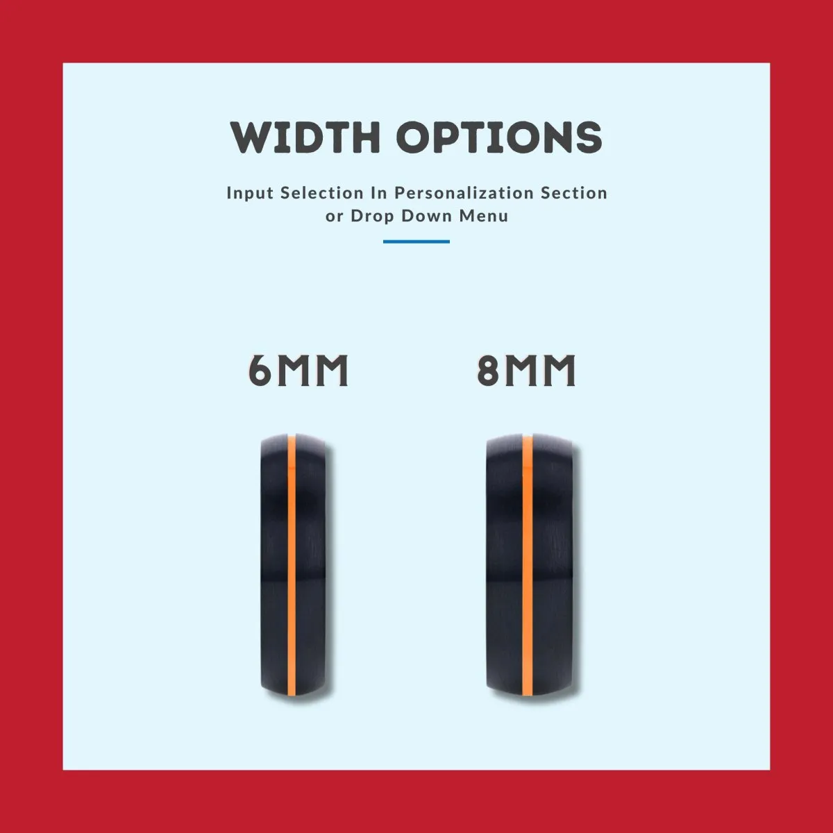 NOMAD | Blue Ring, Black Tungsten Ring, Orange Groove, Domed