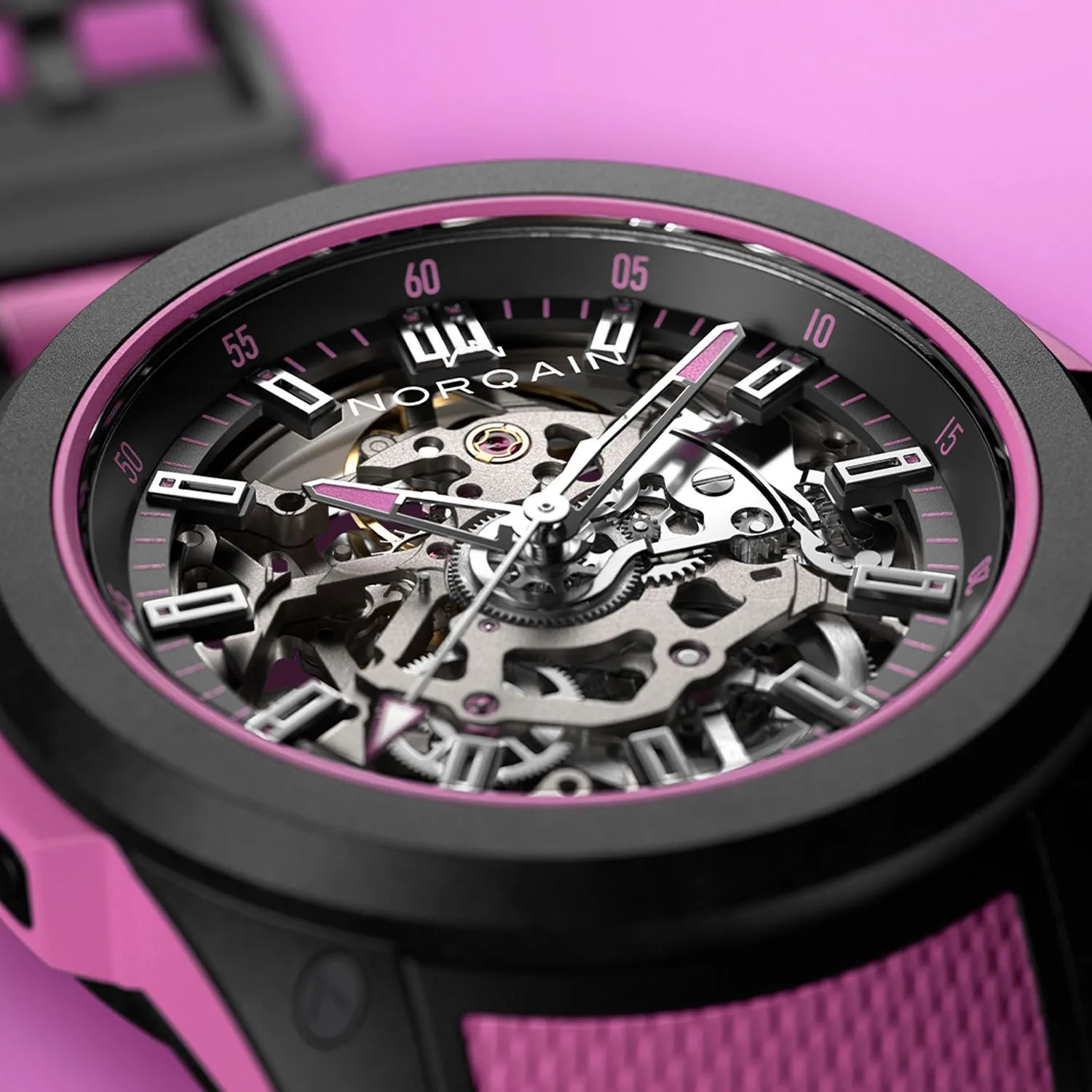 NORQAIN Independence Wild One Skeleton Hyper Pink Automatic – NNQ3001QBPI1AS/B003/3W2PIBR.18BQ
