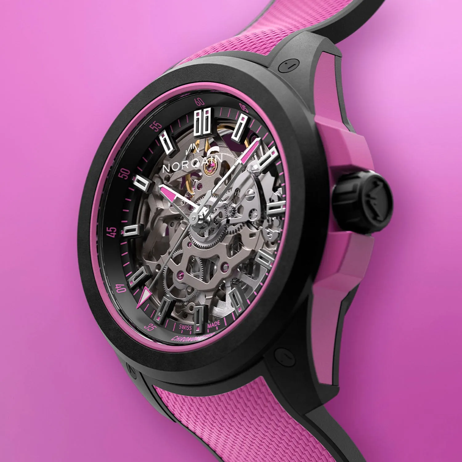 NORQAIN Independence Wild One Skeleton Hyper Pink Automatic – NNQ3001QBPI1AS/B003/3W2PIBR.18BQ