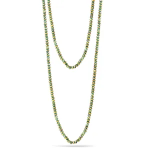 OLIVE AND GOLD FACETED BEADS LONG NECKLACE #WN044 (15 floor)