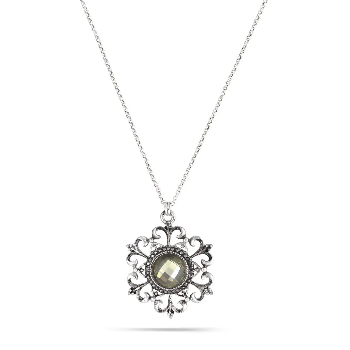 OLIVE FACETED STONE  NECKLACES #246GR1301 (1D12/1C10)