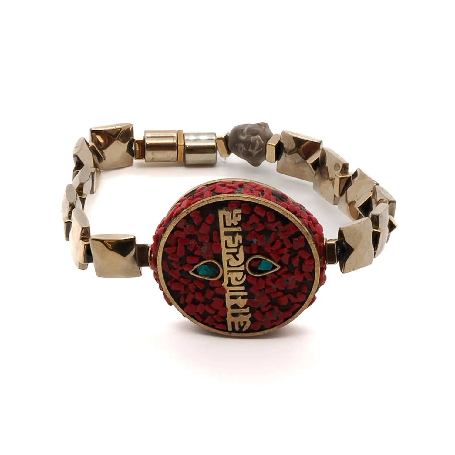 Om Mani Padme Hum Coral Mantra Bracelet