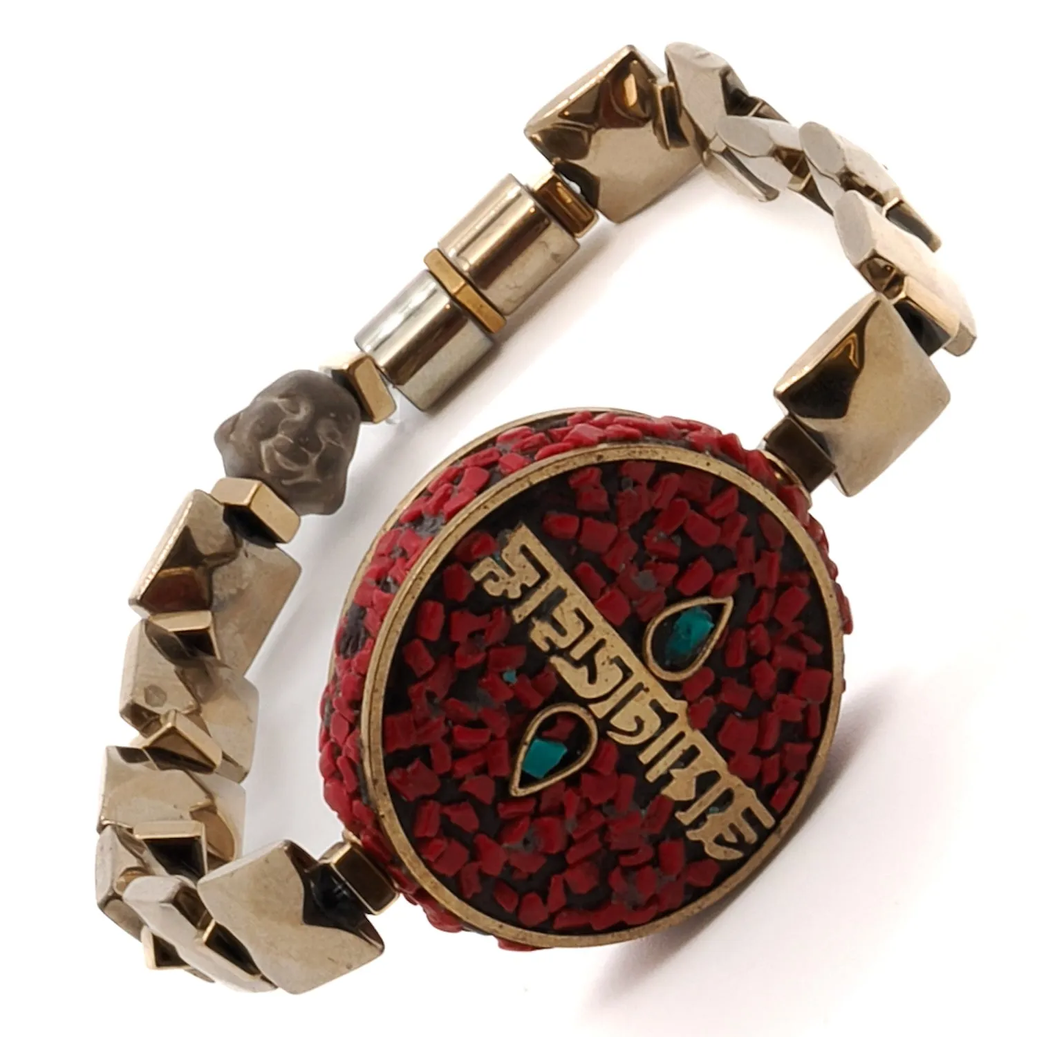 Om Mani Padme Hum Coral Mantra Bracelet