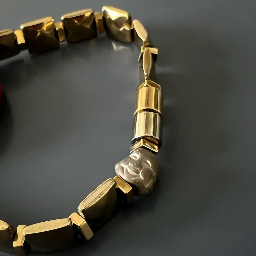 Om Mani Padme Hum Coral Mantra Bracelet
