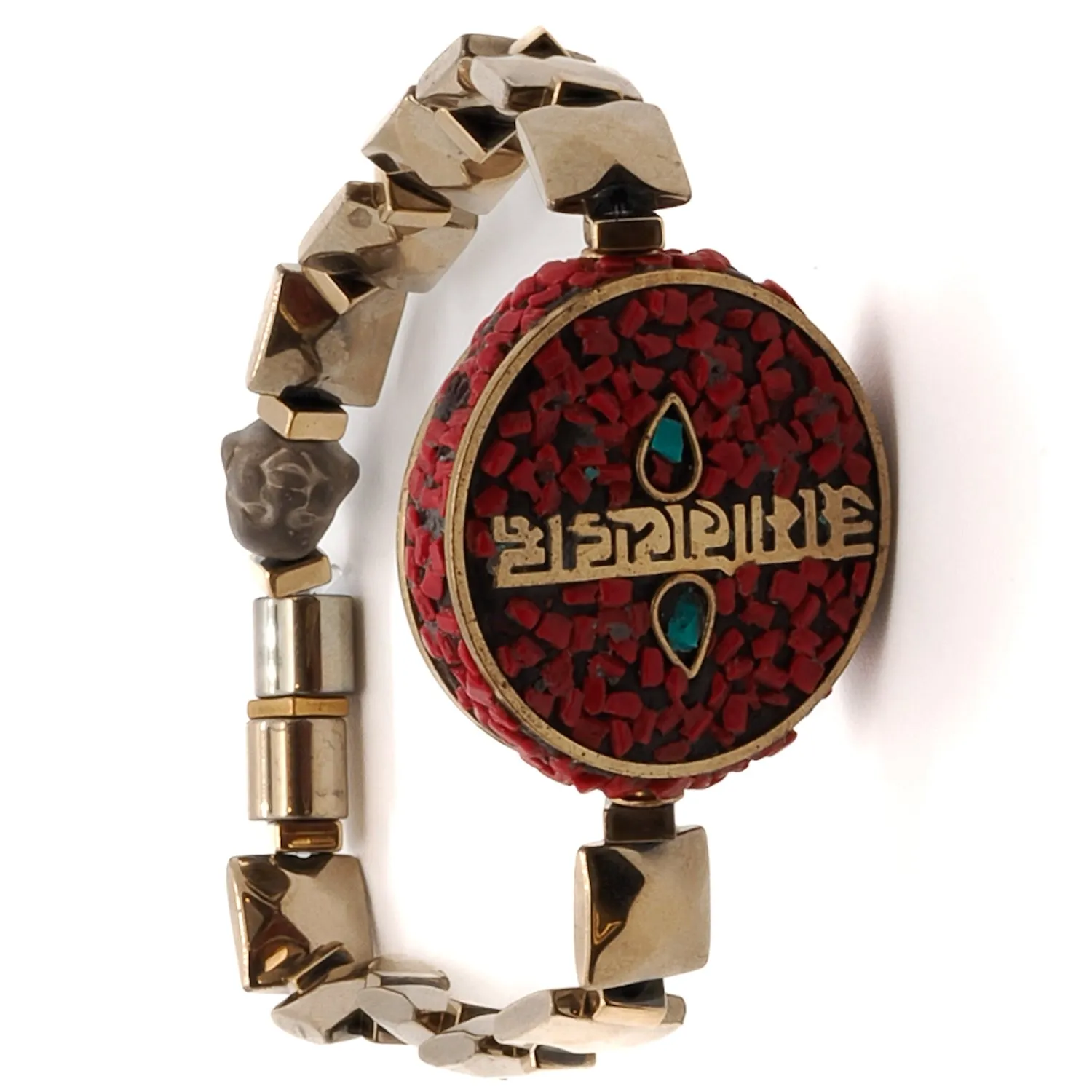 Om Mani Padme Hum Coral Mantra Bracelet