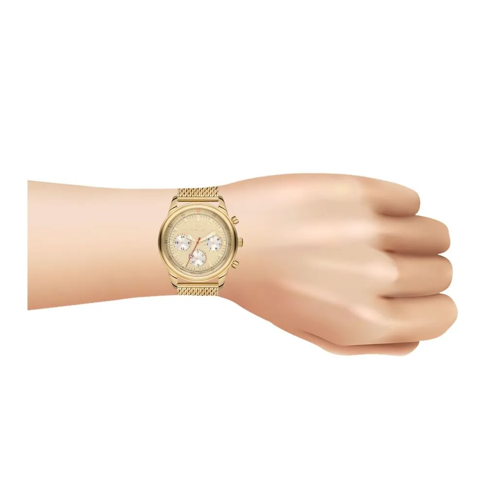Omax Men's Yellow Gold Round Dial With Bracelet Chronograph Watch, VC01G31Y