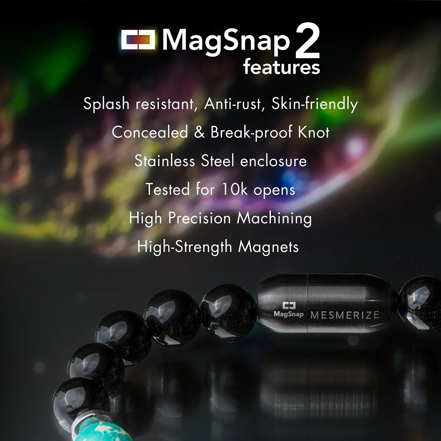 Onyx Black and Red Tiger Natural Stone Bracelet with MagSnap 2