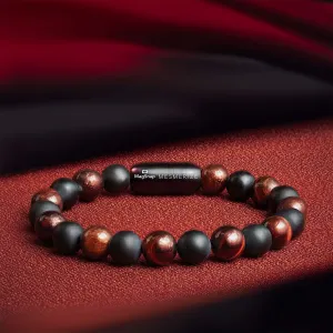 Onyx Black and Red Tiger Natural Stone Bracelet with MagSnap 2