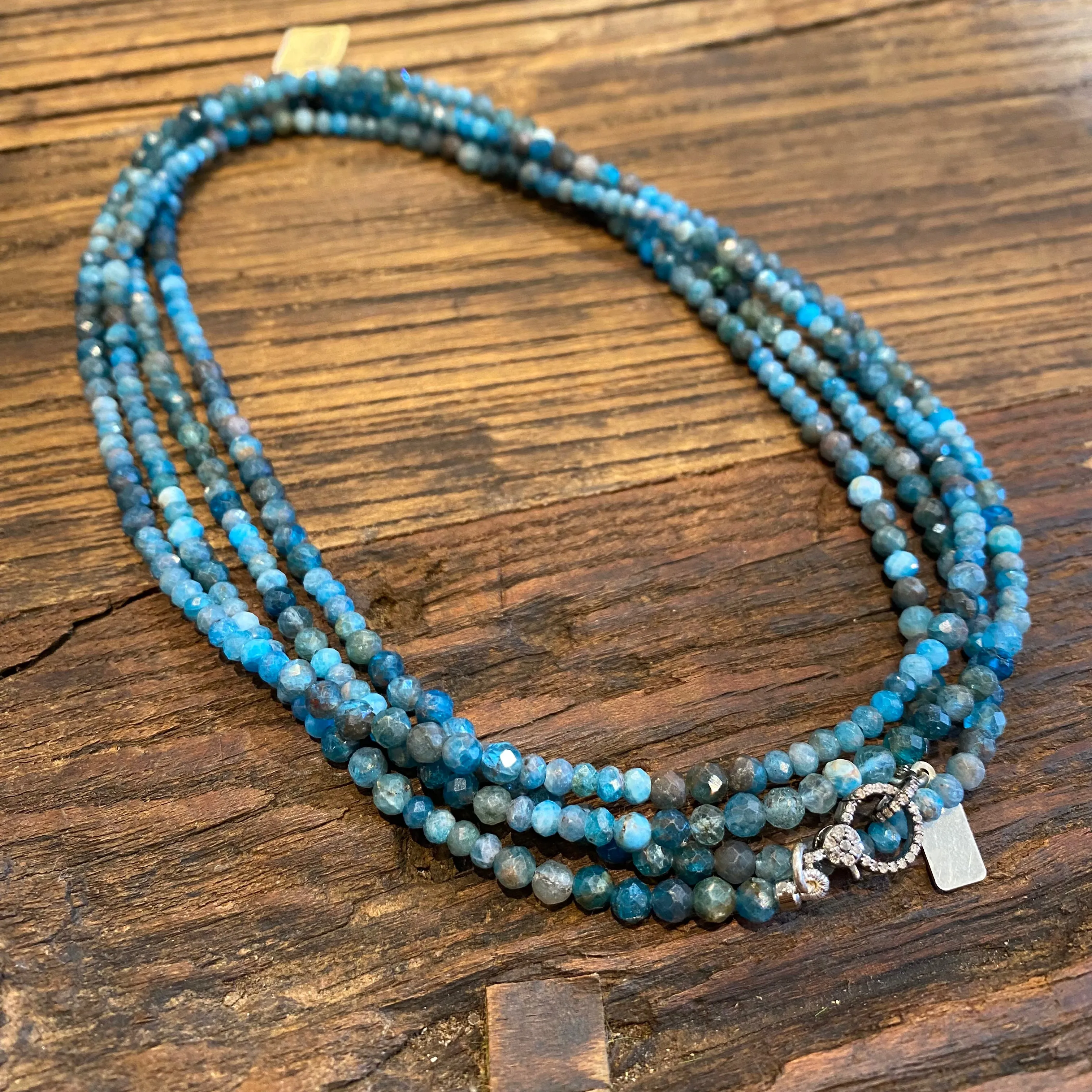 Opera Apatite w/ Diamond Clasp Necklace | 64"