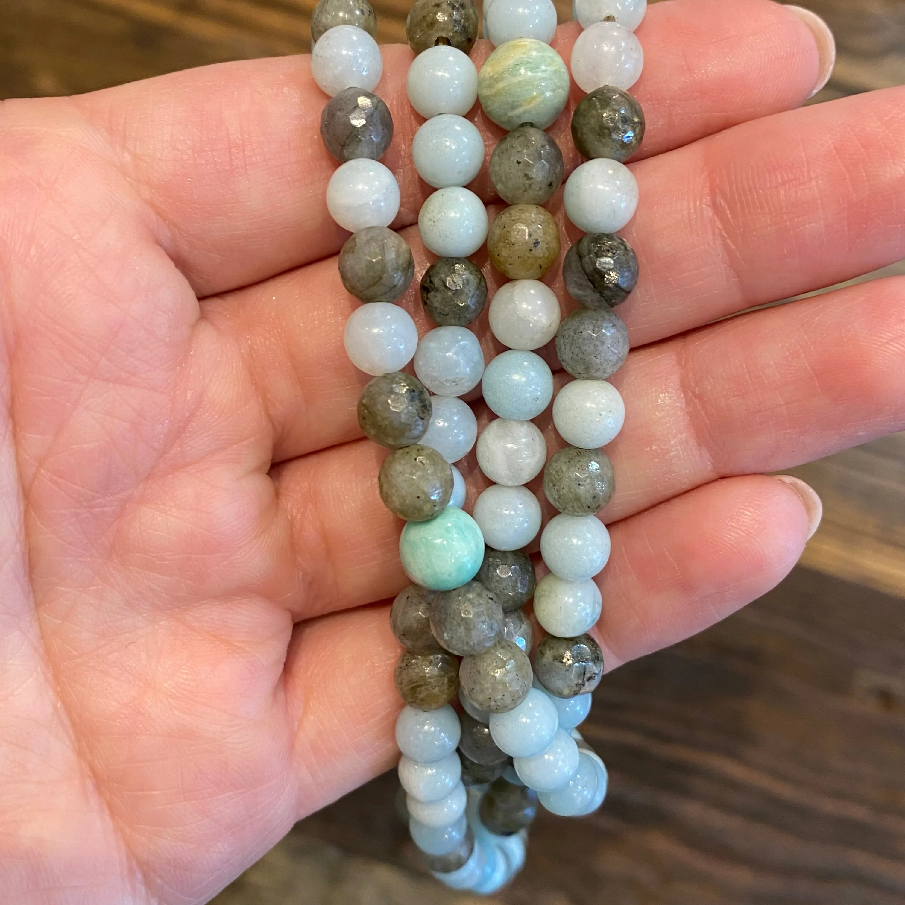 Opera Necklace | Labradorite & Amazonite | 62"