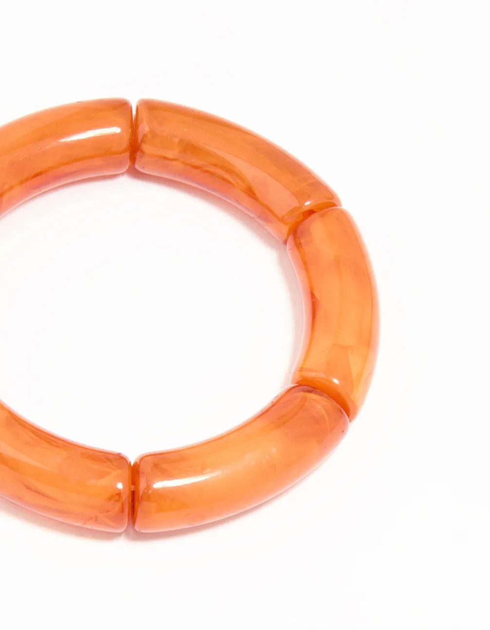 Orange Acrylic Bamboo Stretch Bracelets 3-Pack
