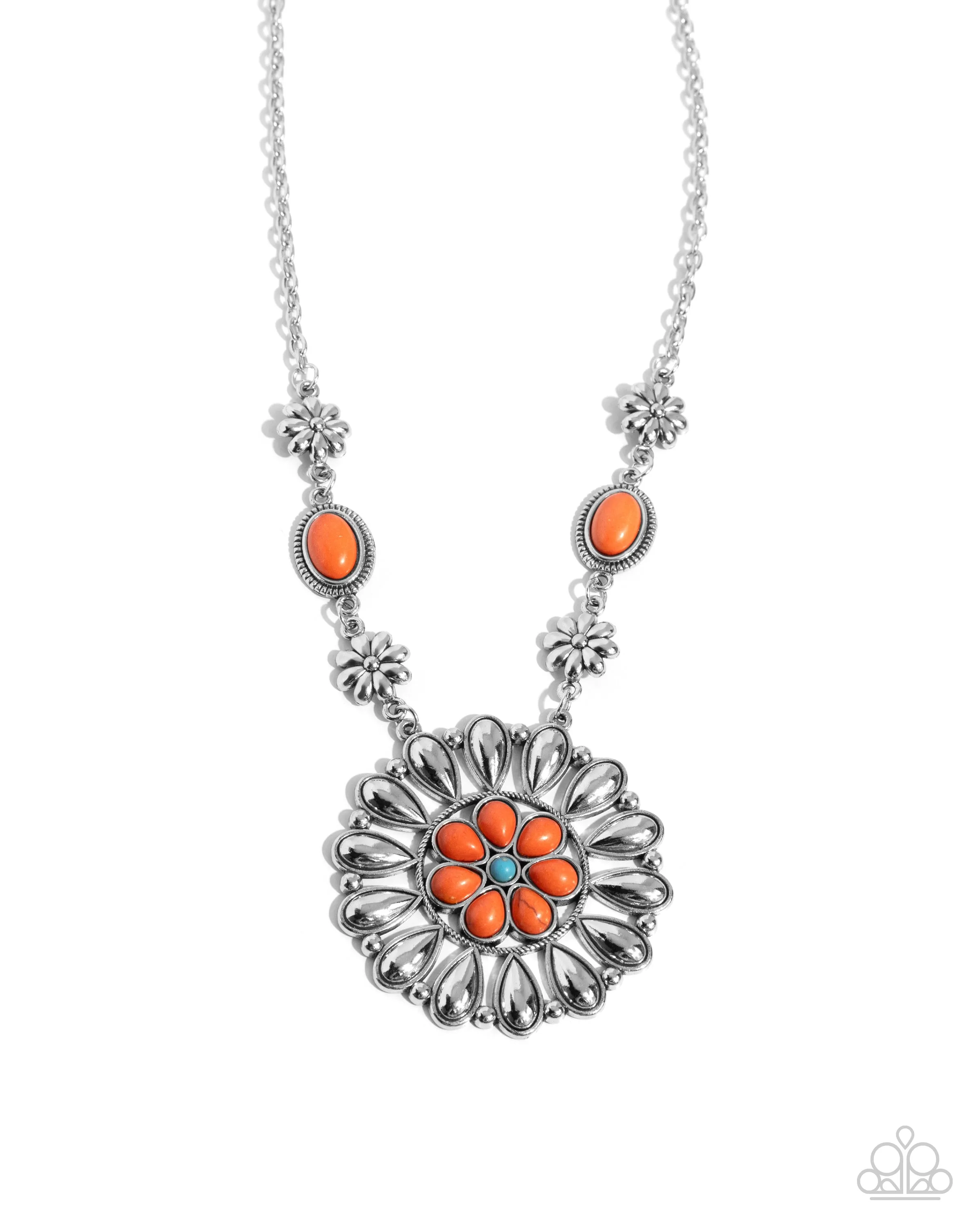Ornate Opinion - Orange - Stone Flower Paparazzi Short Necklace