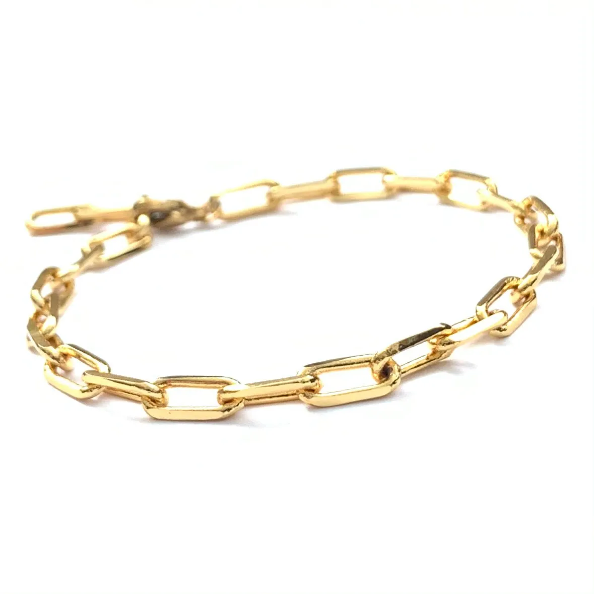 Paper Clip Chain Golden Link Bracelet