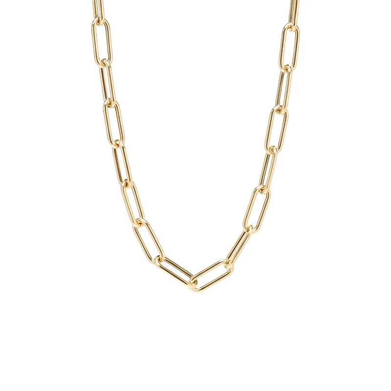 Paperclip Chain Necklace in Yellow Gold