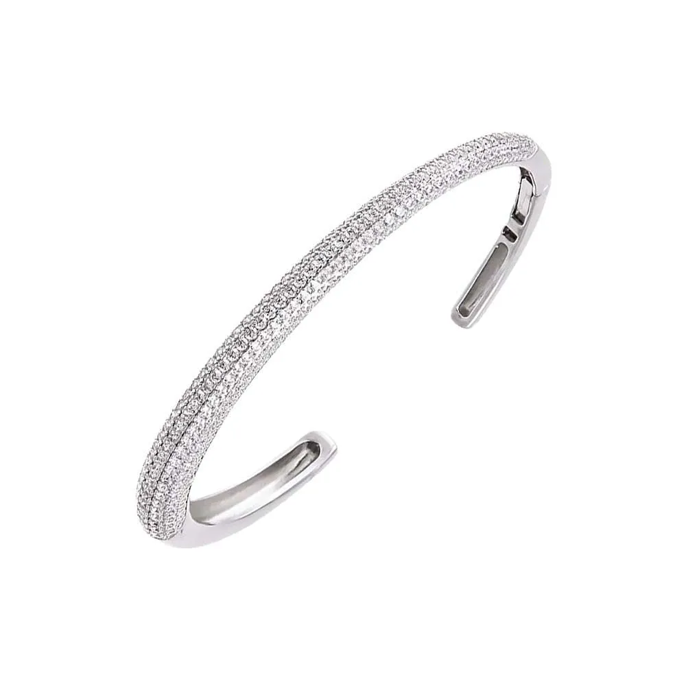 Pave Wide Open Bangle Bracelet