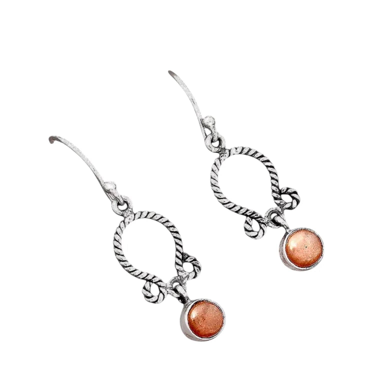 Peach Moonstone Solid 925 Sterling Silver Earrings