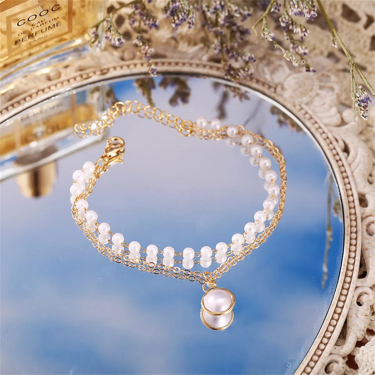 Pearl & 18K Gold-Plated Layered Station Bracelet