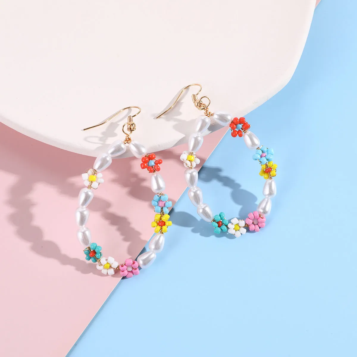 Pearl & Yellow Howlite 18K Gold-Plated Floral Oval Drop Earrings