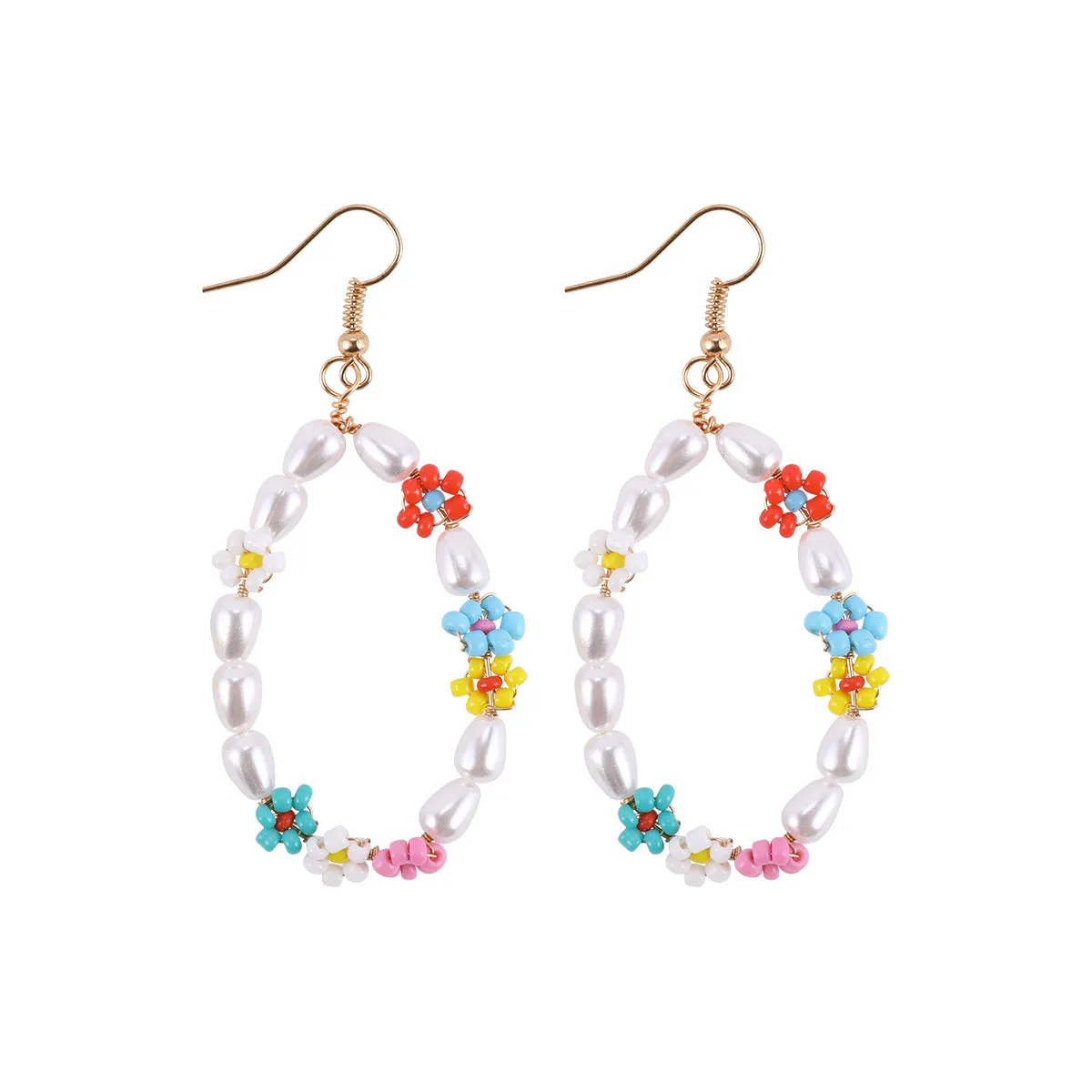 Pearl & Yellow Howlite 18K Gold-Plated Floral Oval Drop Earrings