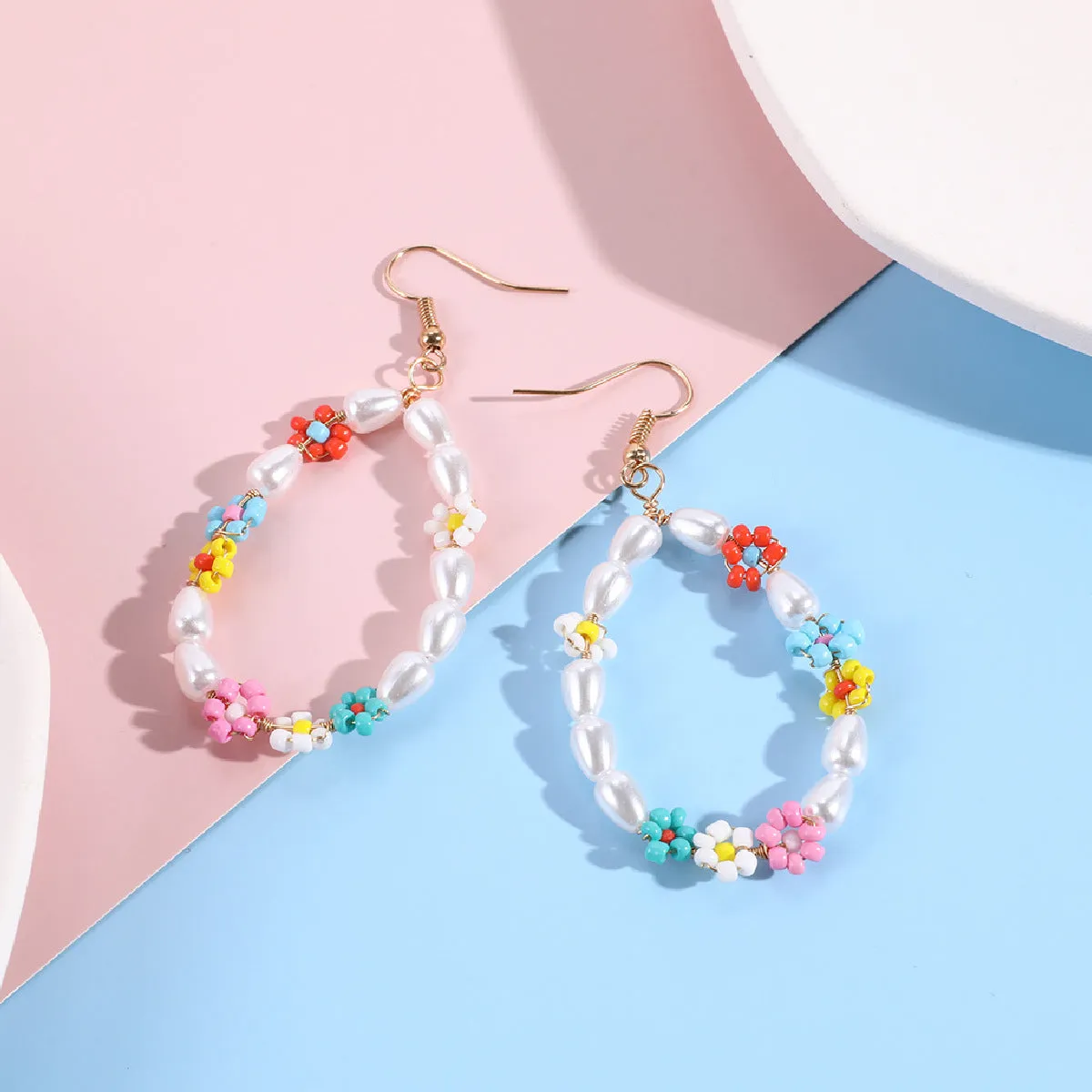 Pearl & Yellow Howlite 18K Gold-Plated Floral Oval Drop Earrings