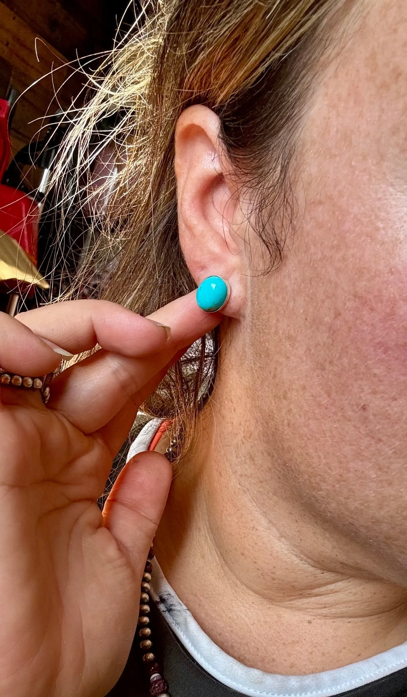 Perfect Blue Turquoise Oval Stud Earrings